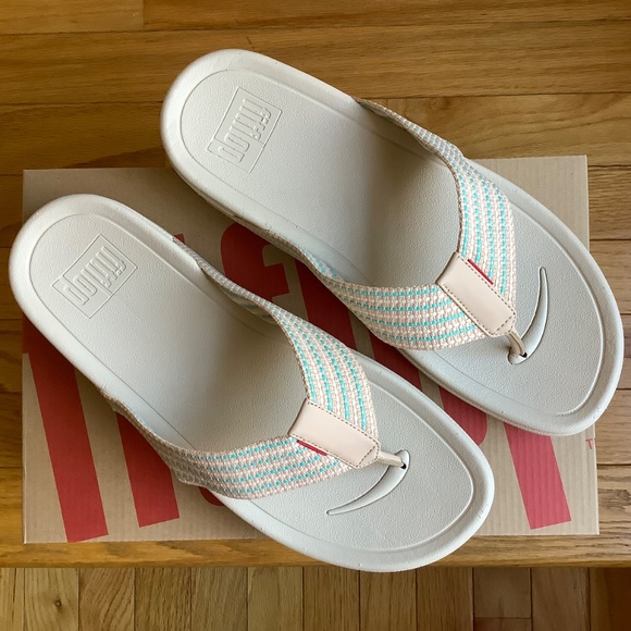 Fitflop Surfer Weave Striped Men’s Toe-Post Sandal Sandstone - Picture 3 of 16